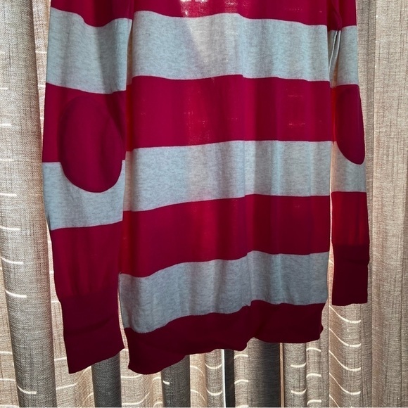 Halogen Pink Rugby Stripe Cotton Lightweight Cardigan Tunic Size Medium - Picture 9 of 11